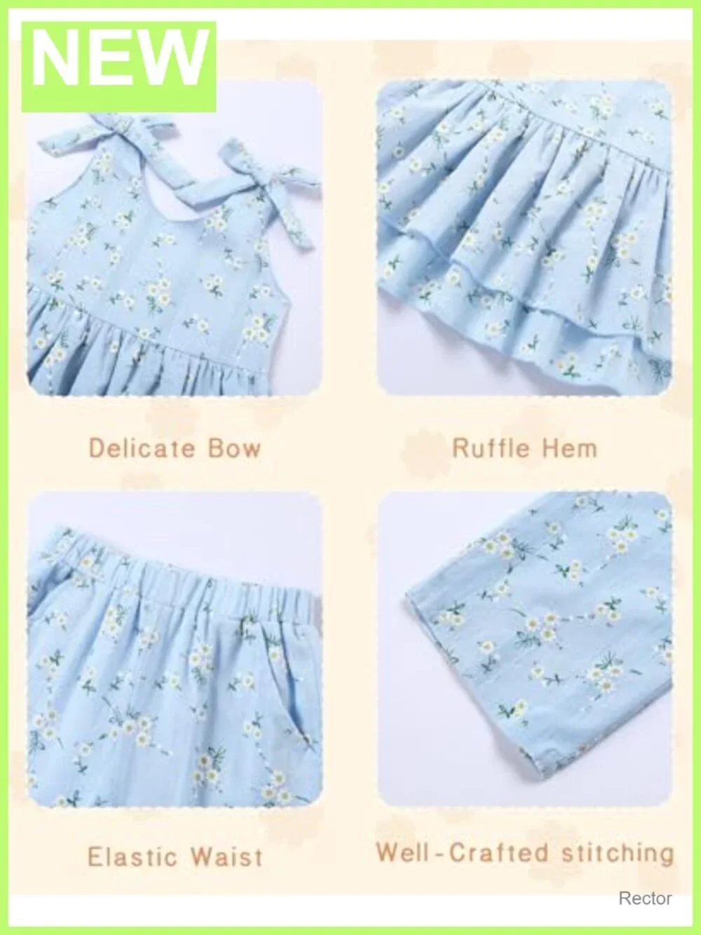 Toddler Girl Floral Outfit Set Cotton Spandex Sleeveless Top Wide Leg Pants